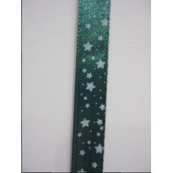Lazo de satén verde con estrellas, 1cm. 10m