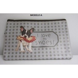 Neceser plano de viaje en tela impermeable con perritos para regalo