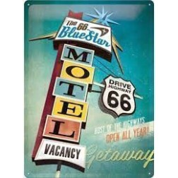Placa metal: The 66 Blue Star Motel. Nostalgic Art. Regalo