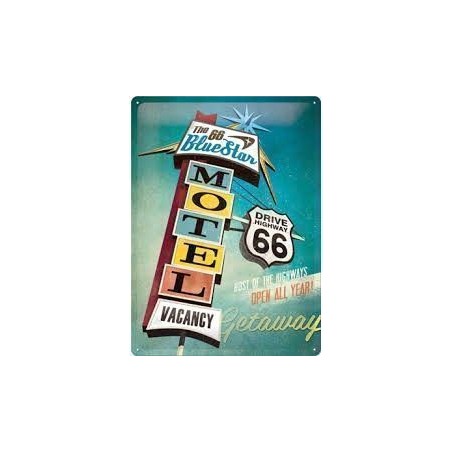 Placa metal: The 66 Blue Star Motel. Nostalgic Art. Regalo