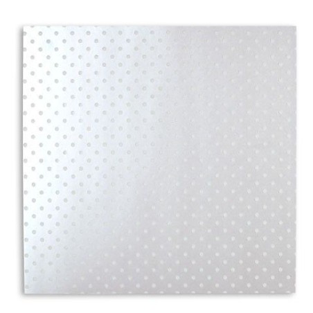 Plateada con puntitos blancos. 12x12"