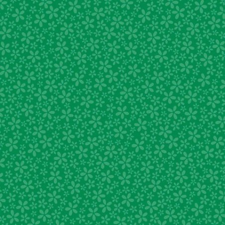 Verde oscuro con flores. 12x12"