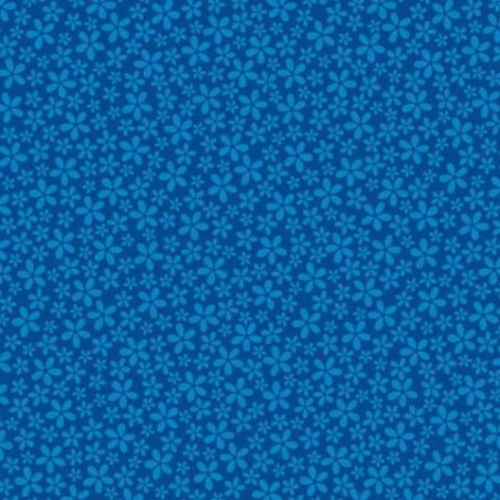 Azul oscuro con flores. 12x12"