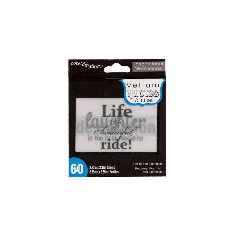Citas para inspirar. Pack de 60 hojas translúcidas. 8,5x8,5 cm. Core' dinations. GX-2400-03