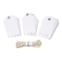 Etiquetas blancas con borde troquelado. 24 uds.con cordel. Core' dinations. GX-8000-25