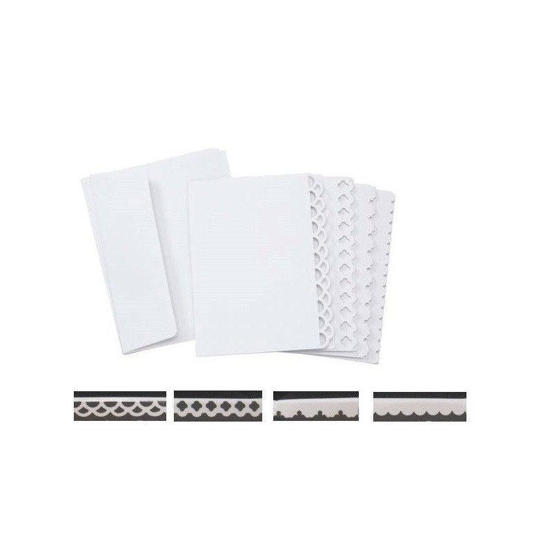 Sobre con tarjeta blanca para scrap, troquelada en un lado, 4 modelos