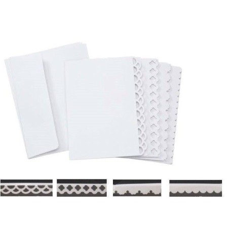 Sobre con tarjeta blanca para scrap, troquelada en un lado, 4 modelos