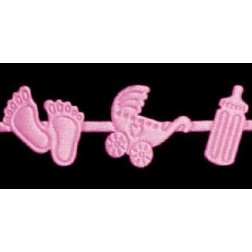 Cinta troquelada: juguetes bebé. Rosa. 16 mm x 1 m.