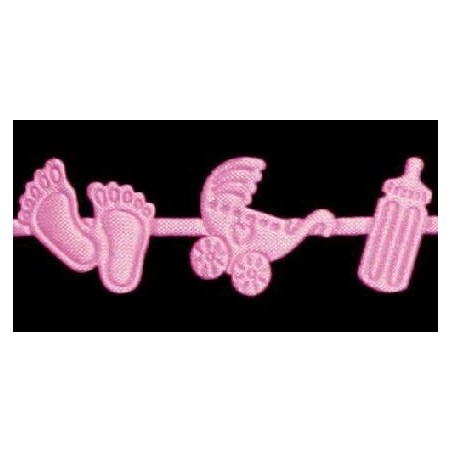 Cinta troquelada: juguetes bebé. Rosa. 16 mm x 1 m.
