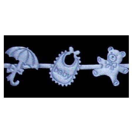 Cinta troquelada: juguetes bebé. Azul claro. 16 mm x 1 m.