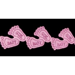 Cinta troquelada: pies bebé. Rosa. 16 mm x 1 m.