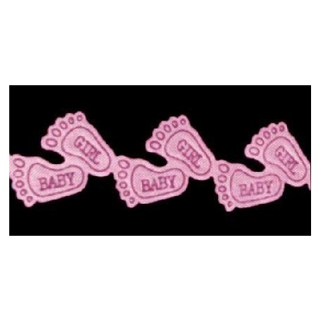 Cinta troquelada: pies bebé. Rosa. 16 mm x 1 m.
