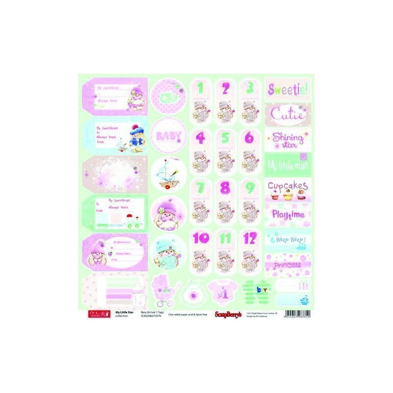 My Little Star: New Arrival. Etiquetas Diseño por una cara. Scrapbooking. Papel. Scrapberry's