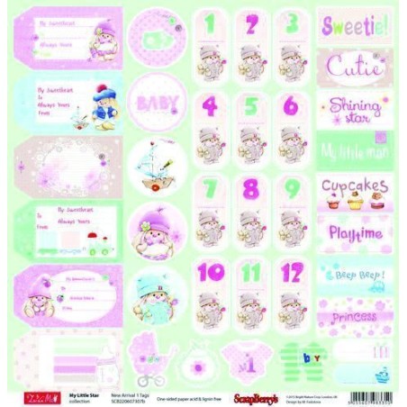 My Little Star: New Arrival. Etiquetas Diseño por una cara. Scrapbooking. Papel. Scrapberry's