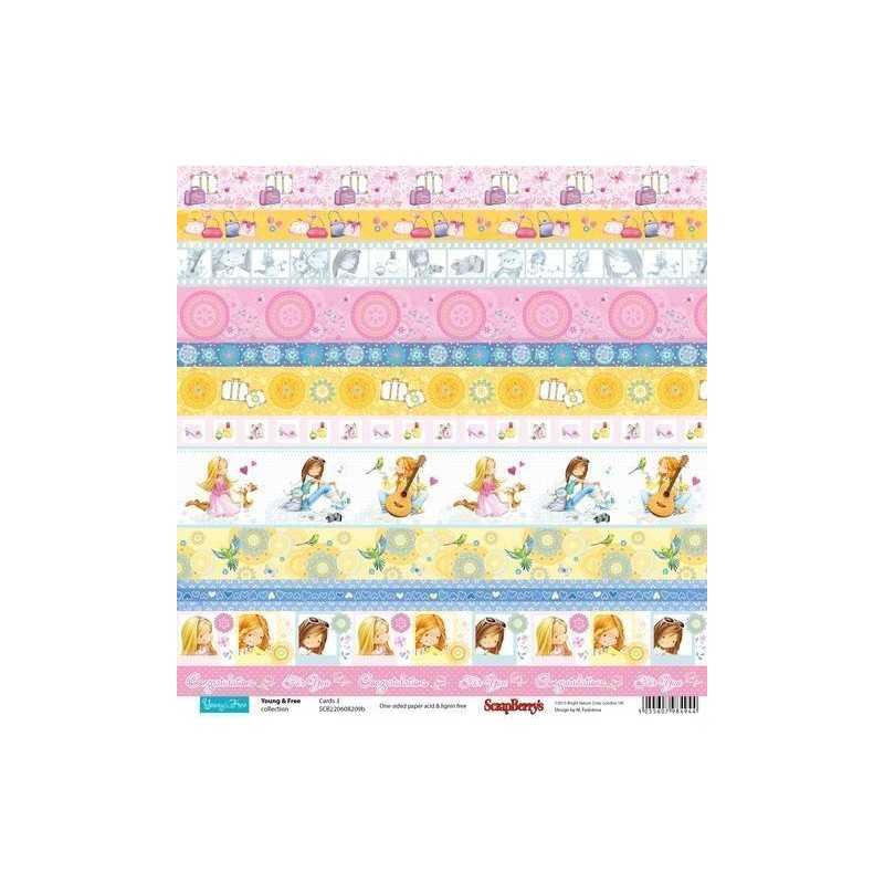 Young & Free: Let' Take A Trip. Cenefas. Diseño por una cara. Scrapbooking. Papel. Scrapberry's