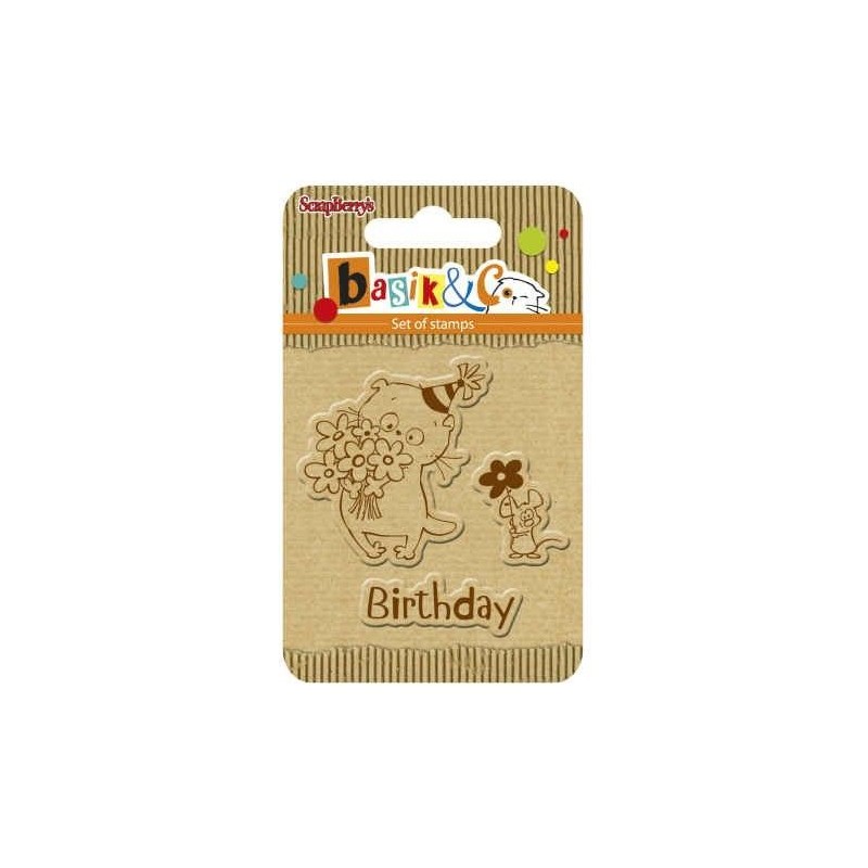 Sellos: Basik's Birthday. Colección Basik's New Adventure. . Scrapbooking. Papel. Scrapberry's