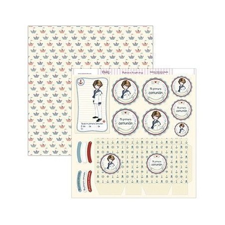 Recordatorio y caja Comunión. Niño