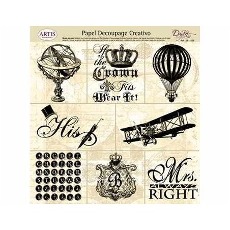 8 viñetas vintage:corona, globo. Decoupage. Dayka Trade