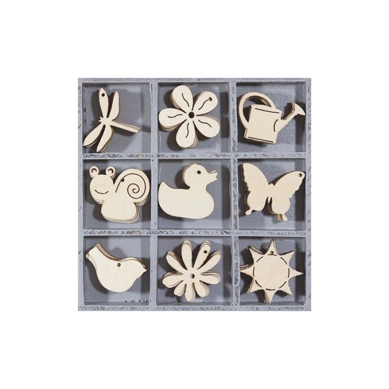 9 decoraciones de madera. Animales y formas 2. Madera |L' aura Bella