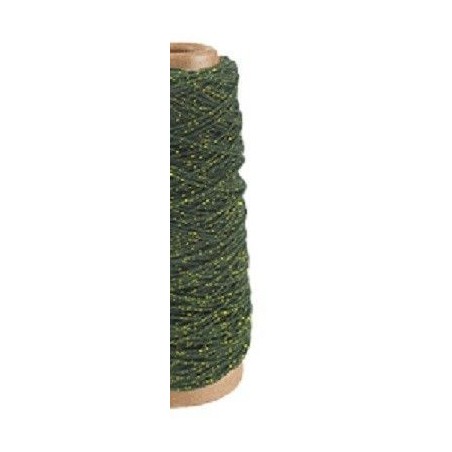 Cintas. Vivant. Cordel lurex: verde oscuro y oro. 2mm x 50m