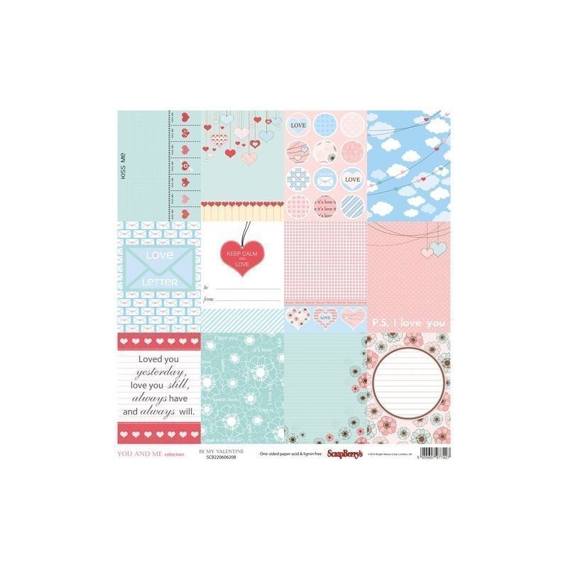 Papel. Scrapbooking. Scrapberry's. You And Me: Be My Valentine(diseño por una cara)