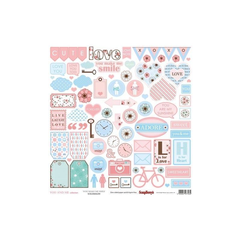 Papel. Scrapbooking. Scrapberry's. You And Me: You Make Me Smile (diseño por una cara)