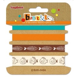 Cintas. Scrapbooking. Scrapberry's. Basik&K: 4 cintas decoradas. 1 metro