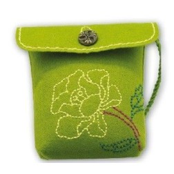 Bolso verde de fieltro con flor bordada, para llevar colgado, Kleiber