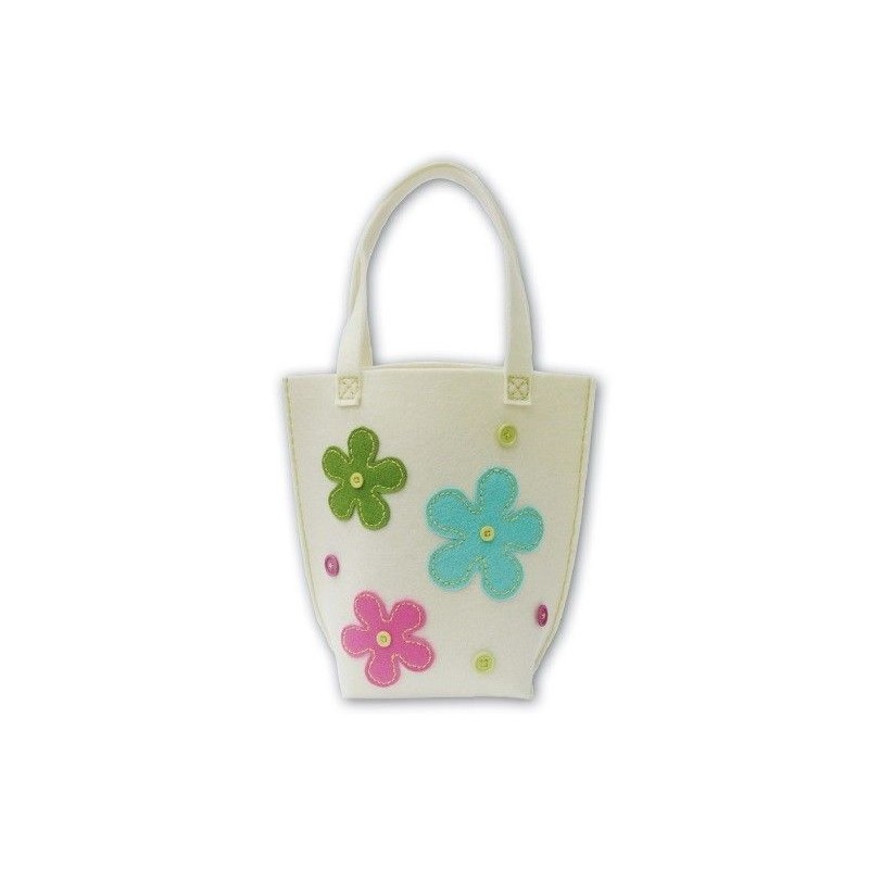 Fieltro.Manualidades. Kleiber. Bolso marfil con flores