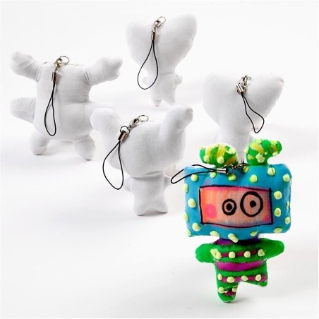 Pack de cuatro figuras de tela para decorar con niños y colgar