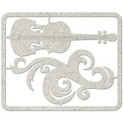 Instrumento de cuerda + filigrana. Elemento decorativo de cartón