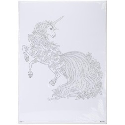 Póster con grande Unicornio en blanco y negro para colorear
