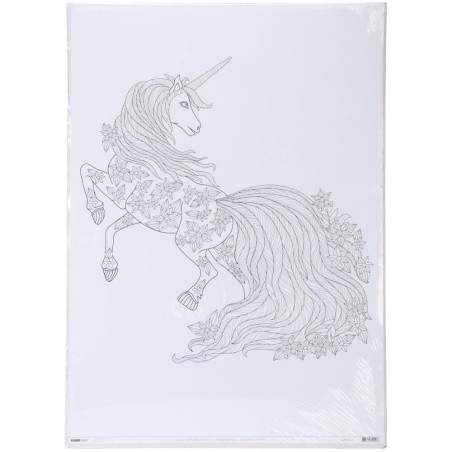 Póster con grande Unicornio en blanco y negro para colorear