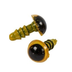 Ojos plástico negro y amarillo de 12 mm, para tus manualidades