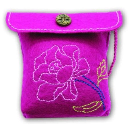 Bolso granate con flor