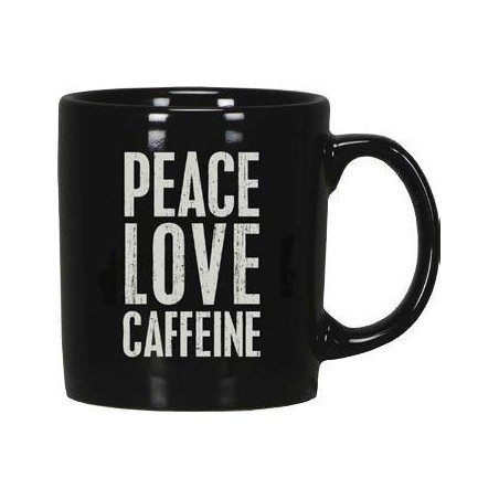 Taza "Peace, Love and Caffeine"