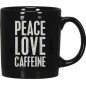 Taza "Peace, Love and Caffeine"