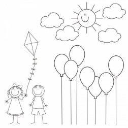 Globos y niños. sublimación