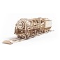 Locomotora con ténder, puzzle 3D Ugears