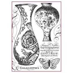 A4 Decoupage Rice Paper Packed Vases B/W