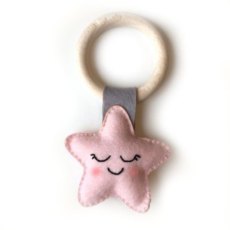 Kit de fieltro: sonajero estrella rosa