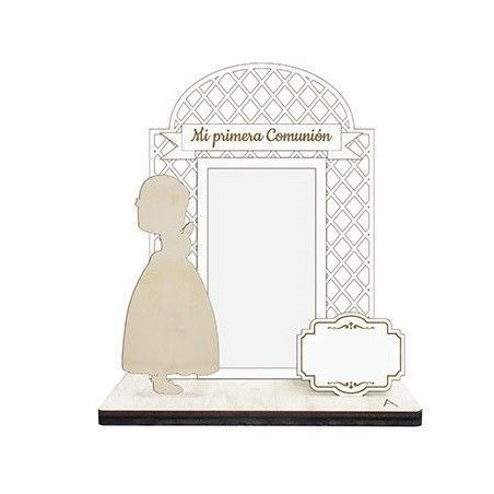 Portafotos arco niña comunión rezando