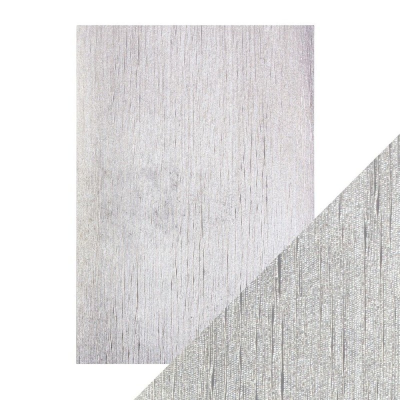 A4 LUXURY EMBOSSED CARD SILVER SILK. Papel Scrapbooking | L'aura Bella