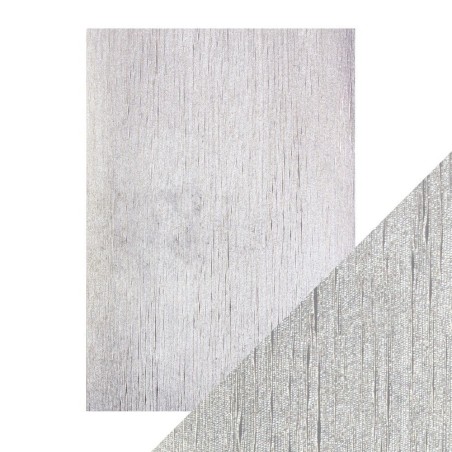 A4 LUXURY EMBOSSED CARD - SILVER SILK. Papel Scrapbooking