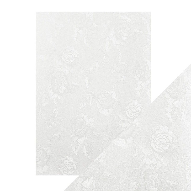 A4 LUXURY EMBOSSED CARD, IVORY TOILE. Papel Scrap 9823E | L'aura Bella