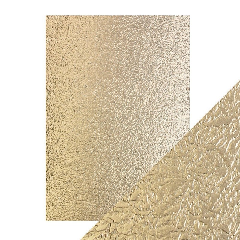 A4 LUXURY EMBOSSED CARD, GOLDEN GLACIER. Papel Scrap | L'aura Bella
