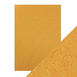 A4 LUXURY EMBOSSED CARD, HONEY GOLD ROSES. Papel Scrap | L'aura Bella