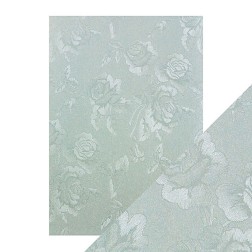 A4 LUXURY EMBOSSED CARD, DUCK EGG TOILE. Papel Scrap | L'aura Bella