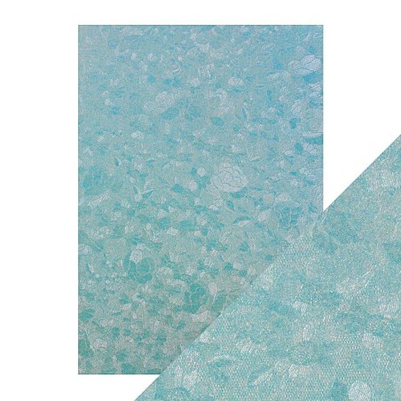 A4 LUXURY EMBOSSED CARD, POWDER BLUE LACE. Papel Scrap | L'aura Bella