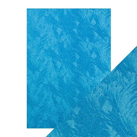 A4 LUXURY EMBOSSED CARD, AZZURO FEATHERS. Papel Scrap | L'aura Bella